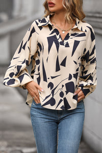 Hazel Blues® |  Printed Johnny Collar Blouse