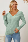 Hazel Blues® |  Basic Bae Ribbed V-Neck Long Sleeve T-Shirt