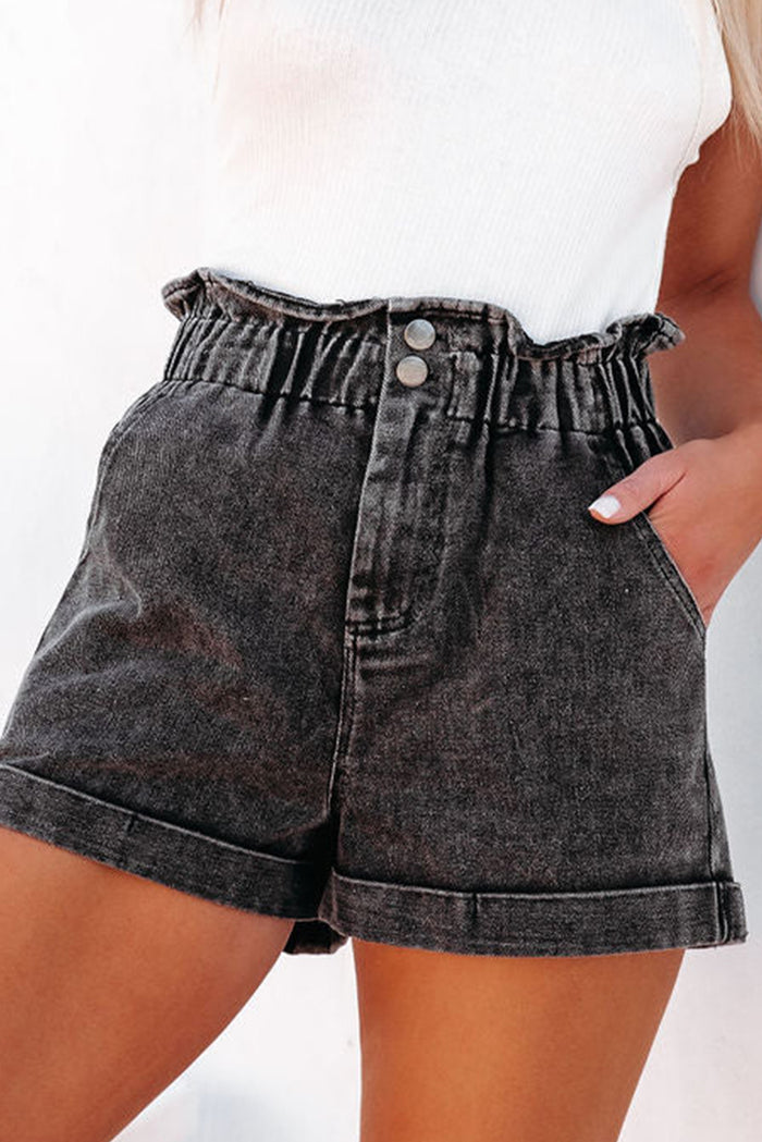 Hazel Blues® |  Paperbag Waist Denim Shorts with Pockets