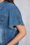 Hazel Blues® |  Pocketed Button Up Short Sleeve Denim Top