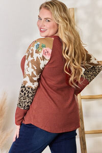 Hazel Blues® |  Hailey & Co Leopard Waffle-Knit Blouse