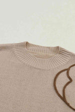 Hazel Blues® |  Floral Round Neck Drop Shoulder Sweater