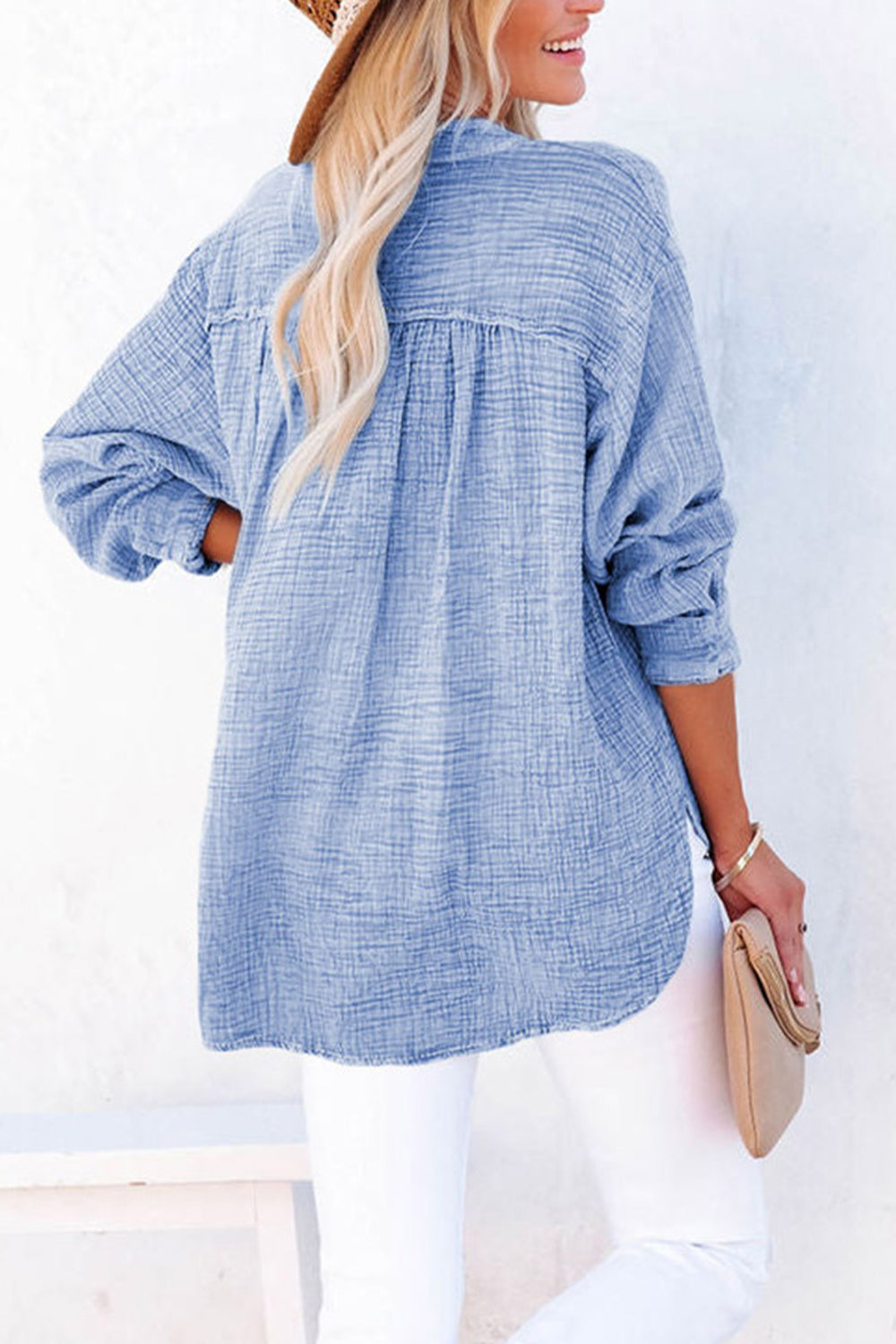 Hazel Blues® |  Buttoned Long Sleeve Blouse