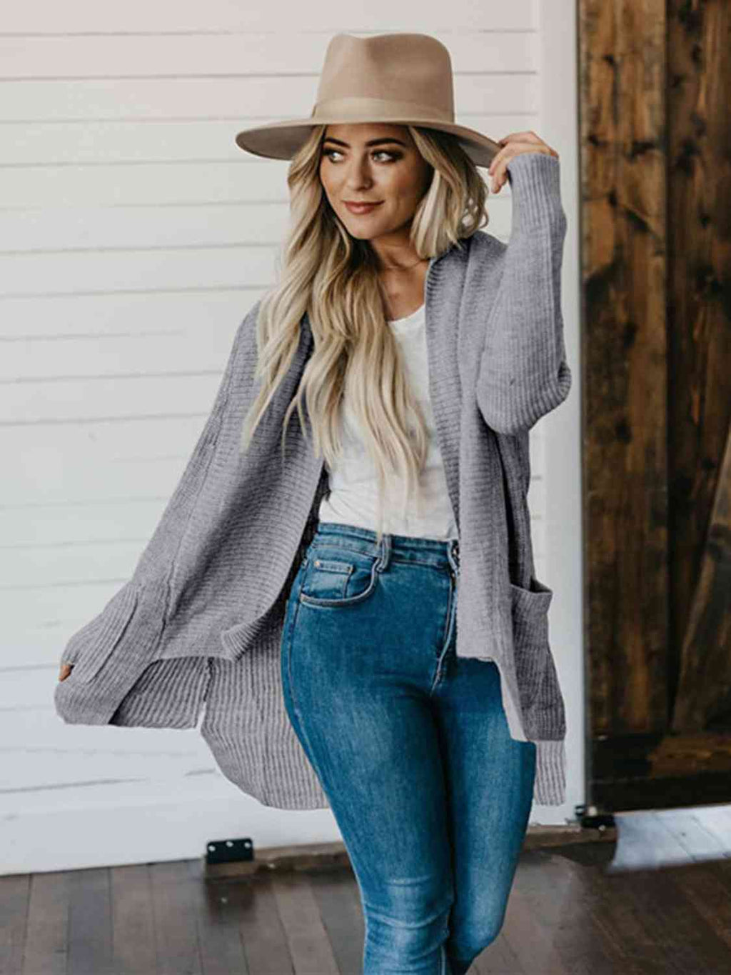 Hazel Blues® |  High-Low Open Front Cardigan with Pockets