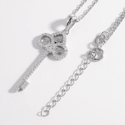 Hazel Blues® |  925 Sterling Silver Inlaid Zircon Key Shape Necklace