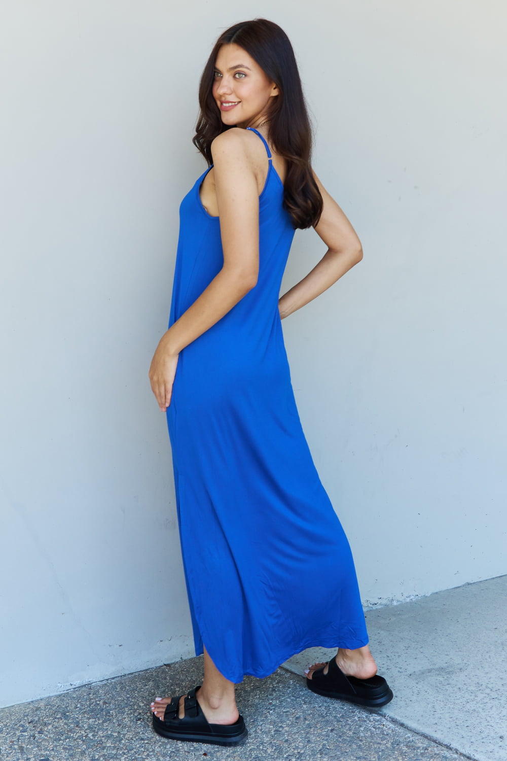 Hazel Blues® |  Ninexis Good Energy Cami Side Slit Maxi Dress in Royal Blue