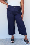 Hazel Blues® |  And The Why In The Mix Pleated Detail Linen Pants in Dark Navy