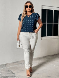 Hazel Blues® | Swiss Dot V-Neck Flutter Sleeve Tee