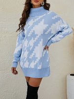 Hazel Blues® |  Turtleneck Dropped Shoulder Mini Sweater Dress