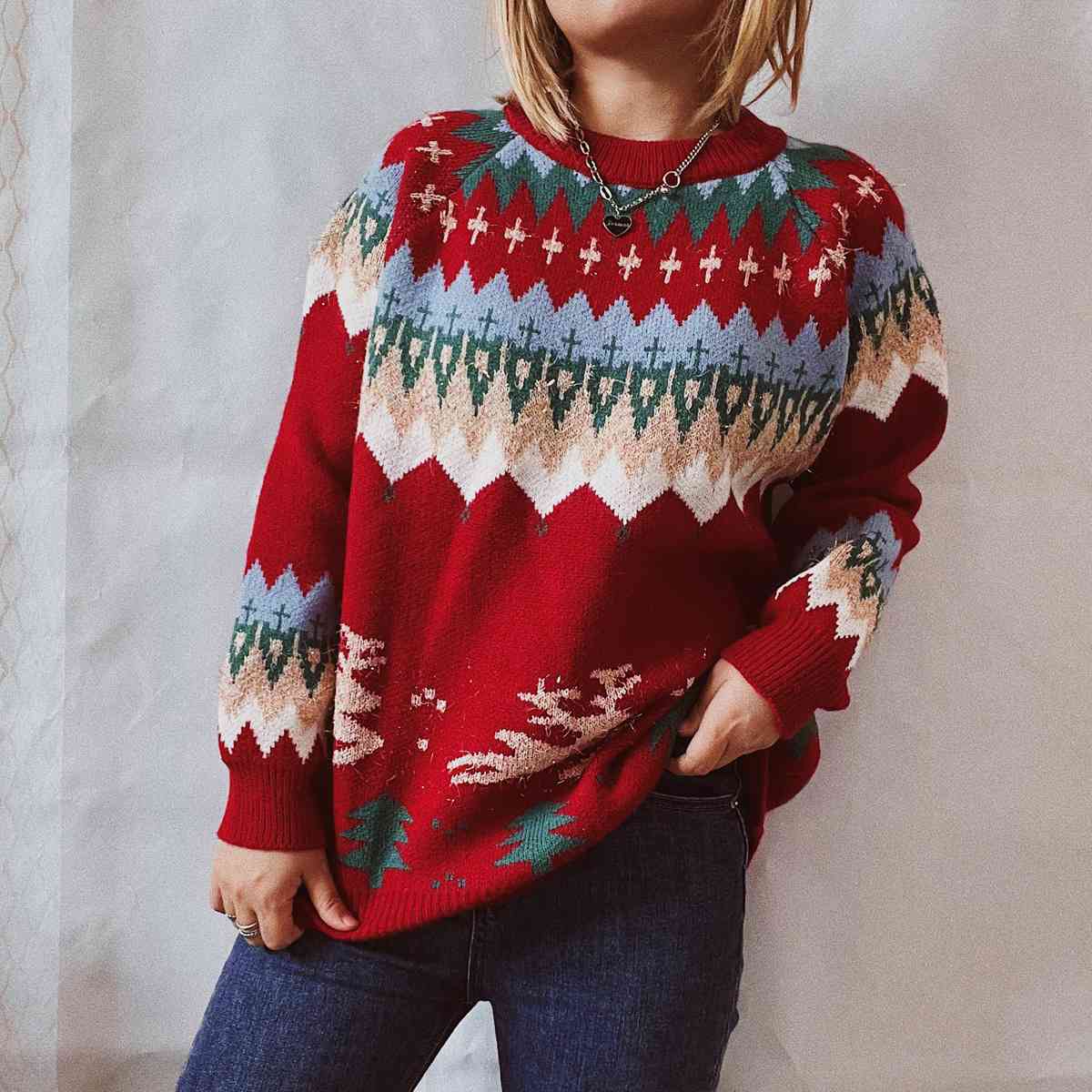 Hazel Blues® |  Christmas Element Long Sleeve Sweater