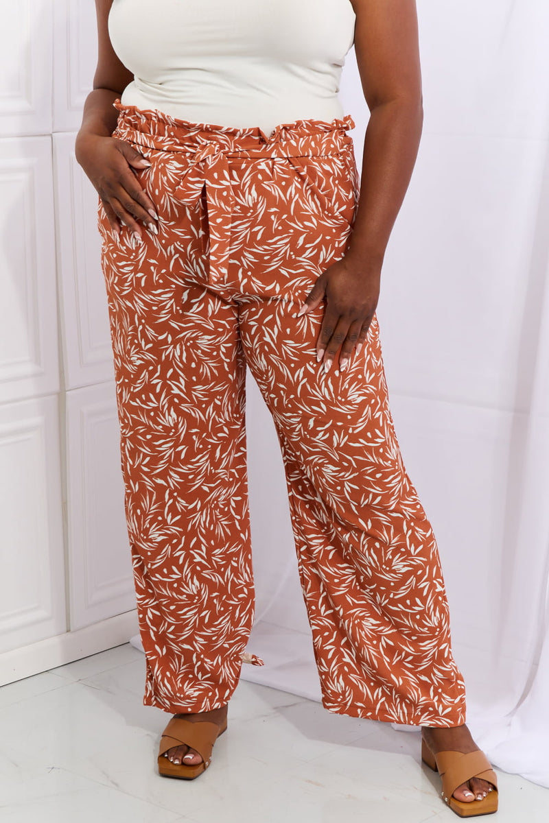 Hazel Blues® |  Heimish Right Angle Geometric Printed Pants in Red Orange