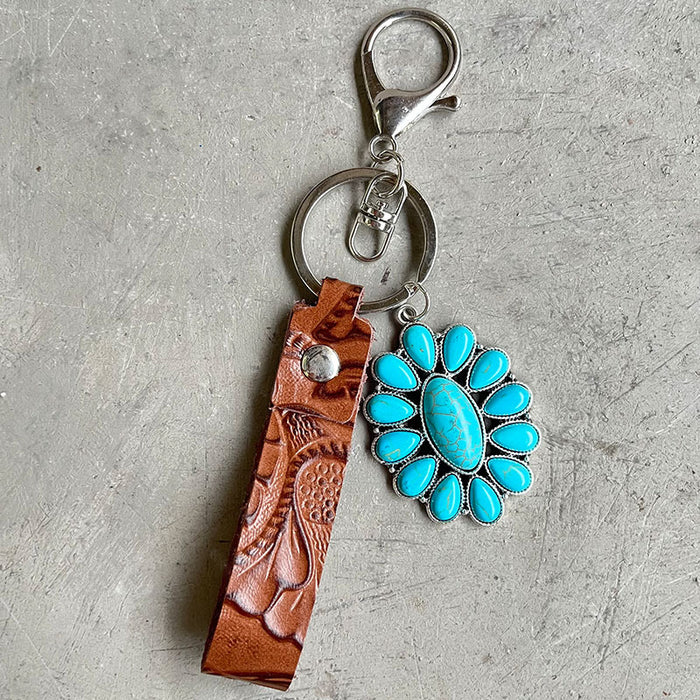 Hazel Blues® |  Turquoise Genuine Leather Key Chain