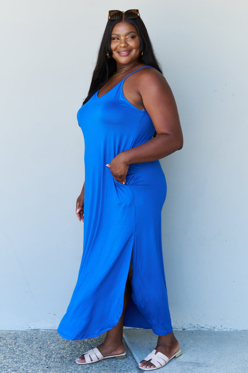 Hazel Blues® |  Ninexis Good Energy Cami Side Slit Maxi Dress in Royal Blue