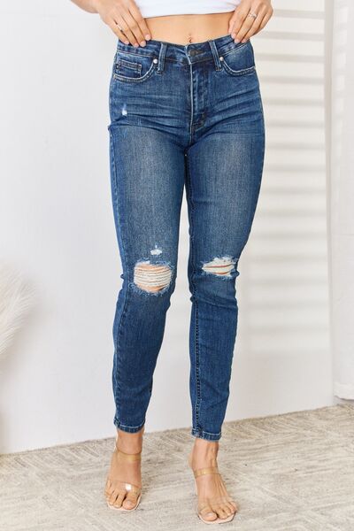 Hazel Blues® |  Judy Blue High Waist Distressed Slim Jeans