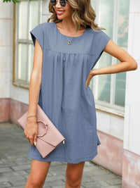 Hazel Blues® |  Round Neck Cap Sleeve Dress