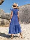Hazel Blues® |  Embroidered Square Neck Ruffle Hem Dress