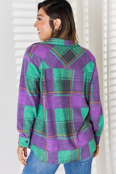 Hazel Blues® |  Zenana Plaid Button Up Long Sleeve Shacket