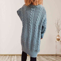 Hazel Blues® |  Cable-Knit Open Front Dropped Shoulder Cardigan