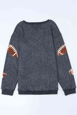 Hazel Blues® |  Sequin Football Patch Corduroy Sweatshirt