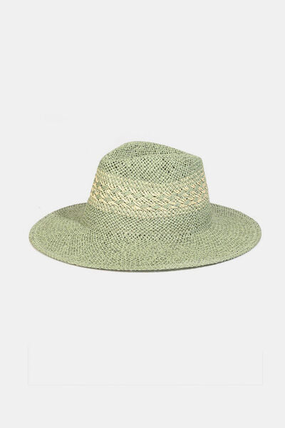 Hazel Blues® |  Fame Contrast Wide Brim Straw Hat