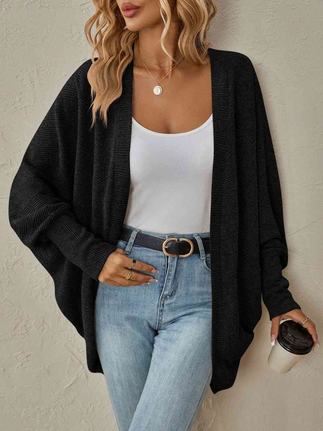 Hazel Blues® |  Open Front  Dropped Shoulder Cardigan