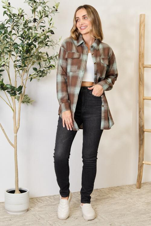 Hazel Blues® |  Double Take Plaid Dropped Shoulder Shirt