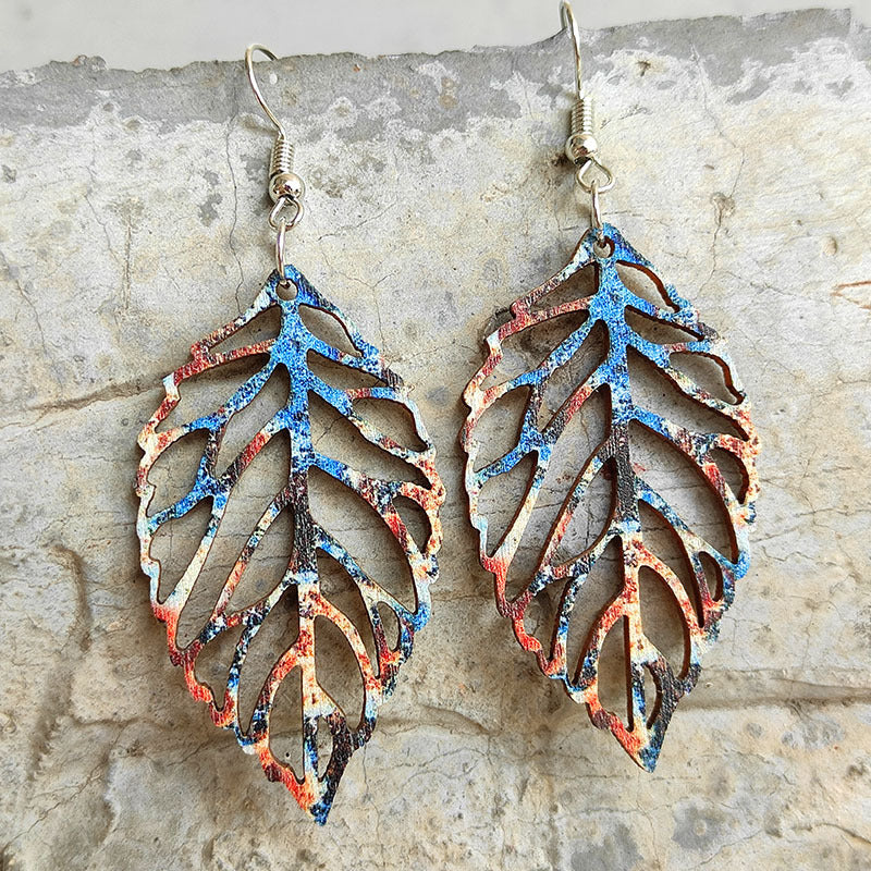 Hazel Blues® |  Leaf Shape Wooden Dangle Earrings