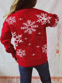 Hazel Blues® |  Snowflake Pattern Dropped Shoulder Sweater