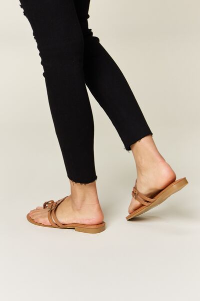 Hazel Blues® |  Forever Link Cutout PU Leather Open Toe Sandals