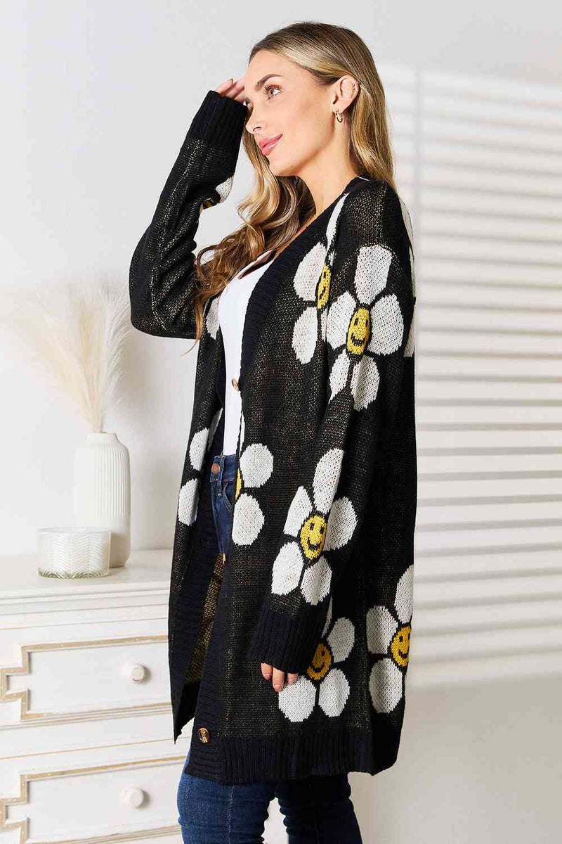 Hazel Blues® |  Double Take Floral Button Down Longline Cardigan