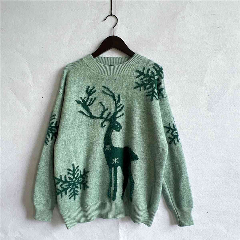 Hazel Blues® |  Reindeer and Snowflake Pattern Sweater