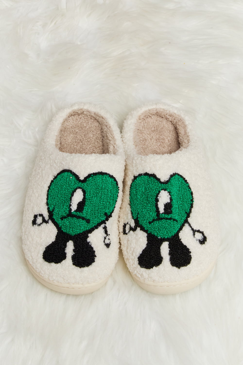 Hazel Blues® |  Melody Love Heart Print Plush Slippers