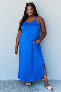 Hazel Blues® |  Ninexis Good Energy Cami Side Slit Maxi Dress in Royal Blue