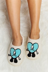 Hazel Blues® |  Melody Love Heart Print Plush Slippers