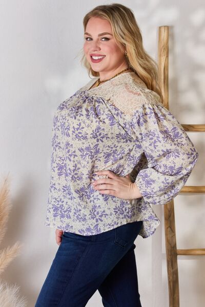 Hazel Blues® |  Hailey & Co Lace Detail Printed Blouse