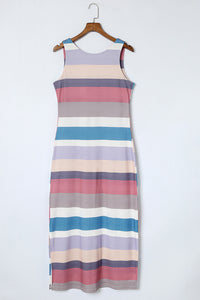 Hazel Blues® |  Striped Slit Sleeveless Maxi Dress