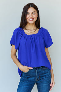 Hazel Blues® |  Keep Me Close Square Neck Short Sleeve Blouse in Royal