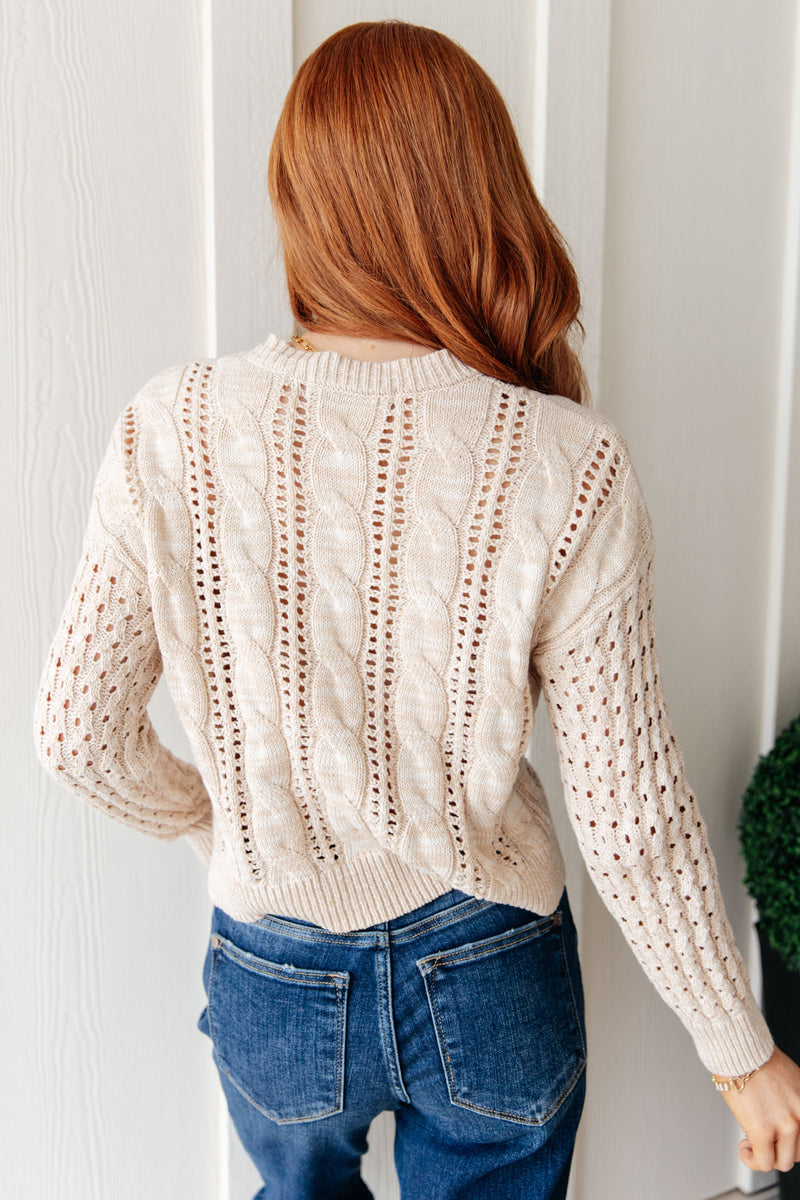 Hazel Blues® |  A Note of Thanks Cable Knit Sweater
