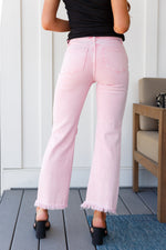 Hazel Blues® |  Babs Distressed Straight Jeans in Pink