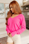 Hazel Blues® |  Back to Life V-Neck Sweater in Pink