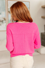 Hazel Blues® |  Back to Life V-Neck Sweater in Pink