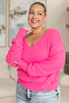 Hazel Blues® |  Back to Life V-Neck Sweater in Pink