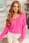 Hazel Blues® |  Back to Life V-Neck Sweater in Pink