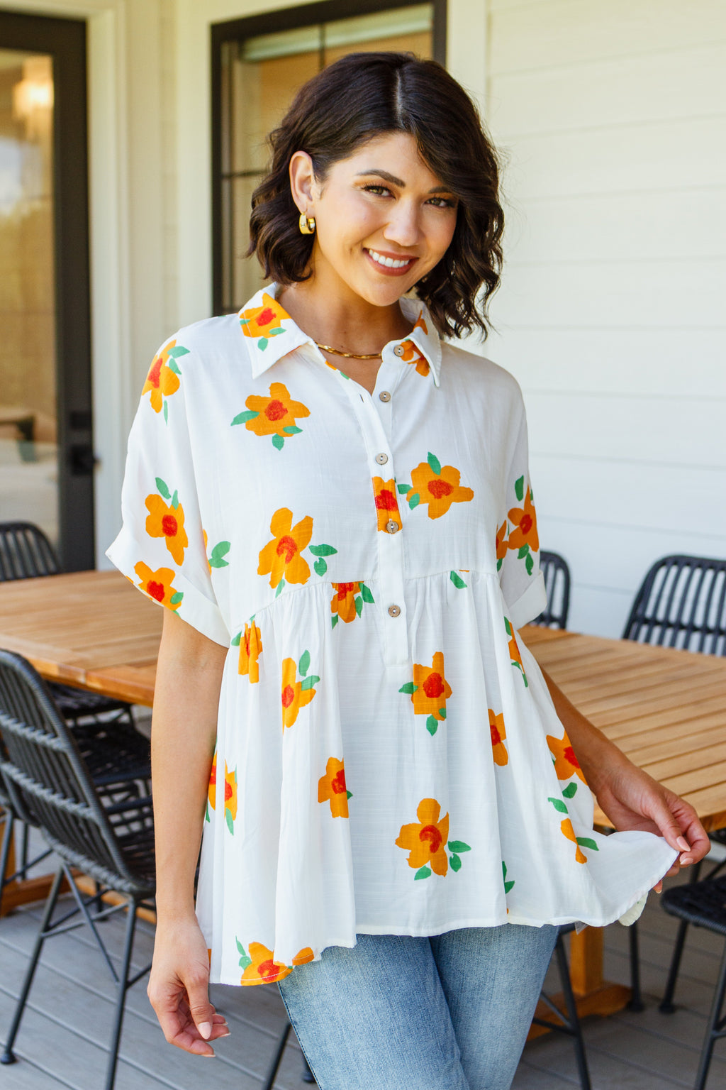 Hazel Blues® |  Blissed Out Button Up Babydoll Tunic