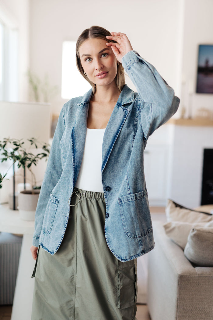 Hazel Blues® |  Business Brunch Denim Blazer