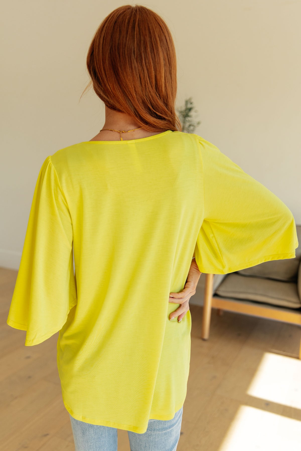 Hazel Blues® |  Cali Blouse in Neon Yellow