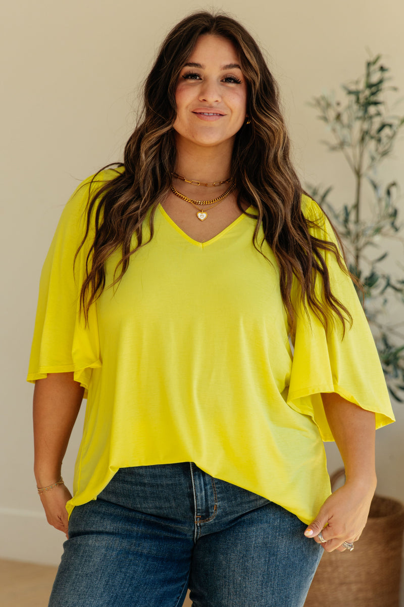 Hazel Blues® |  Cali Blouse in Neon Yellow