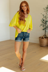 Hazel Blues® |  Cali Blouse in Neon Yellow