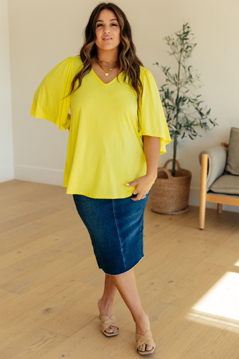 Hazel Blues® |  Cali Blouse in Neon Yellow