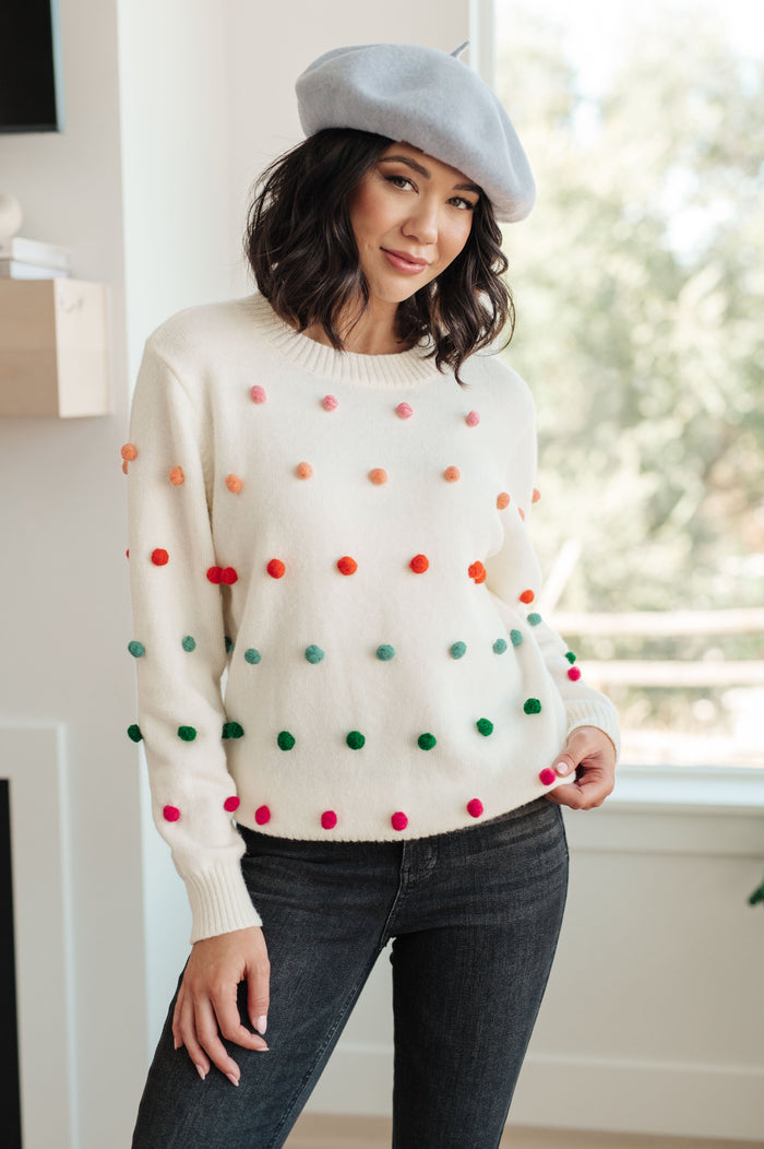 Hazel Blues® |  Candy Buttons Pom Detail Sweater